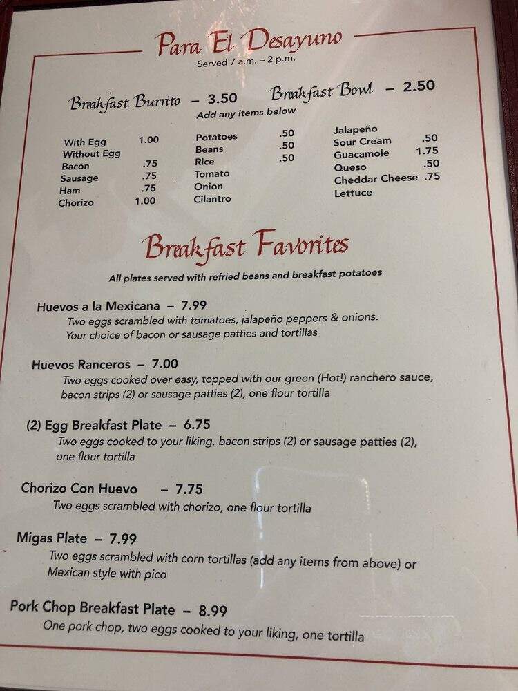 El Cienega Stop N Go - Mineral Wells, TX menu_pic