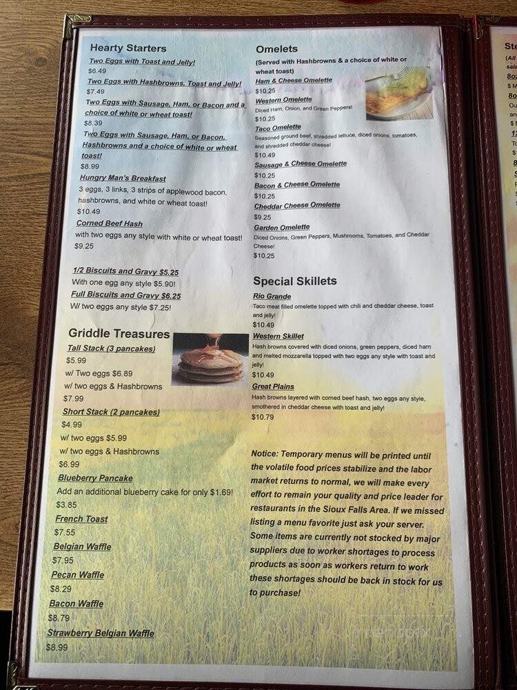 K C's Family Restaurant - Sioux Falls, SD menu_pic