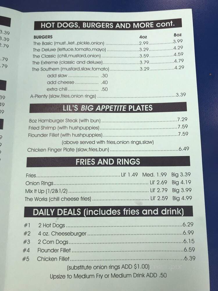 Ricky's Drive In - Spartanburg, SC menu_pic