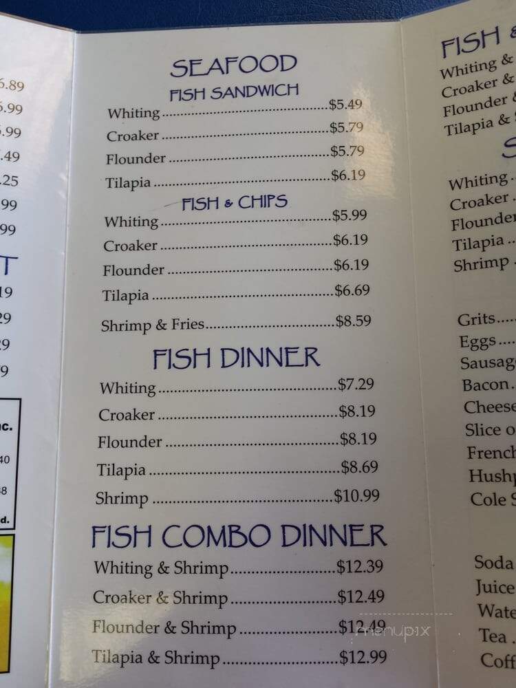 Lamar's Fish & Chips - Georgetown, SC menu_pic