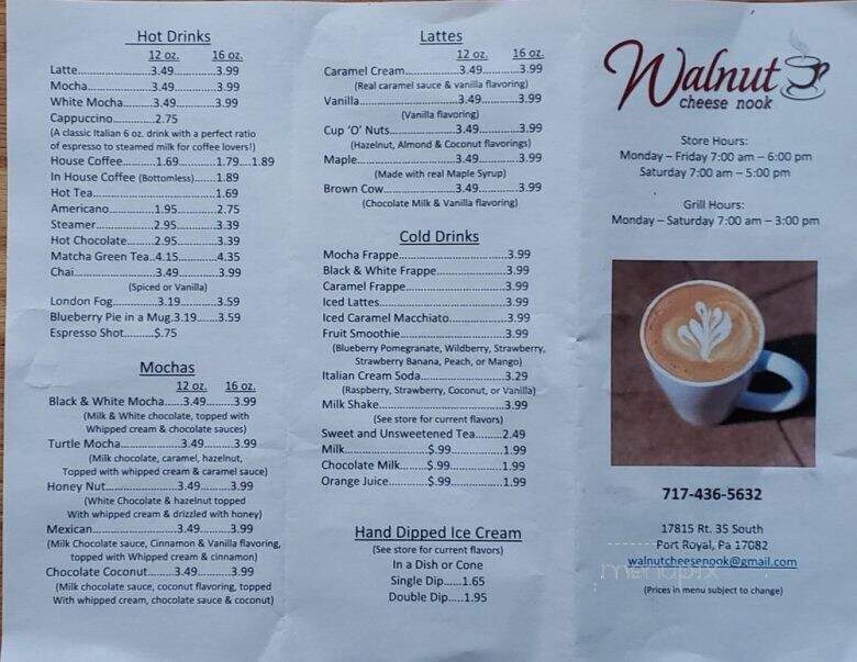Walnut Creme Stop - Port Royal, PA menu_pic