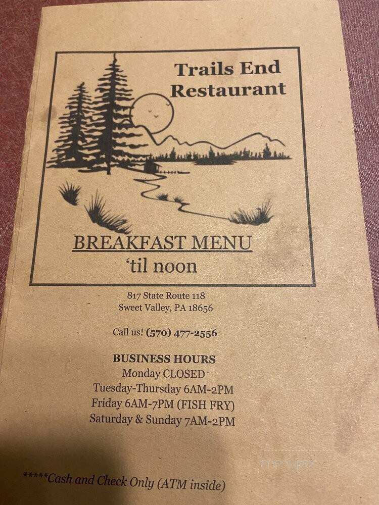 Trail's End Restaurant - Sweet Valley, PA menu_pic