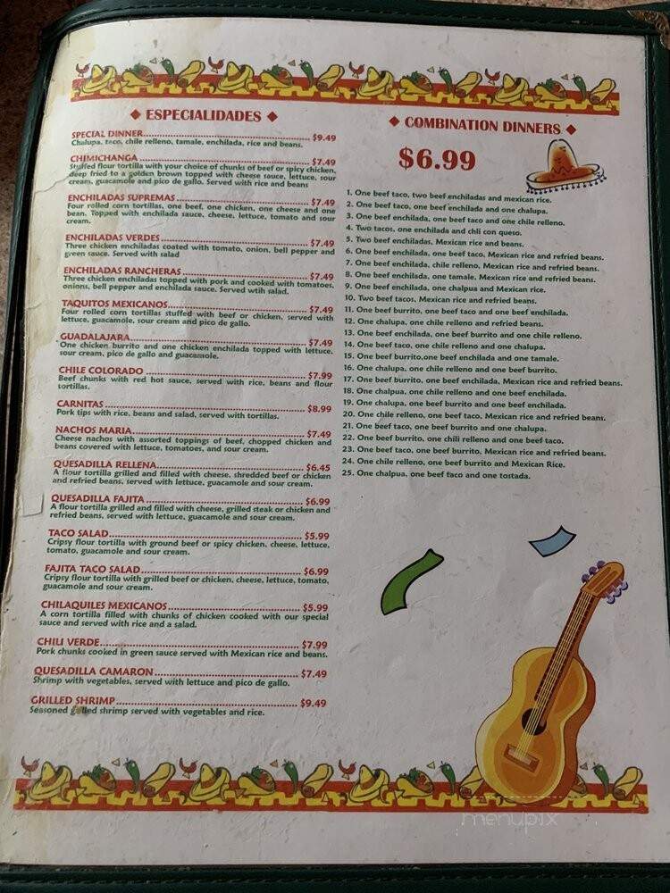 Marias Mexican Restaurante - Sallisaw, OK menu_pic