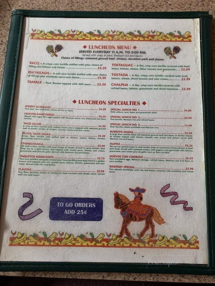 Marias Mexican Restaurante - Sallisaw, OK menu_pic