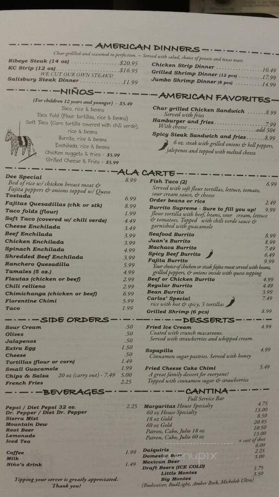 Carlos Montez Mexican Food - Chelsea, OK menu_pic