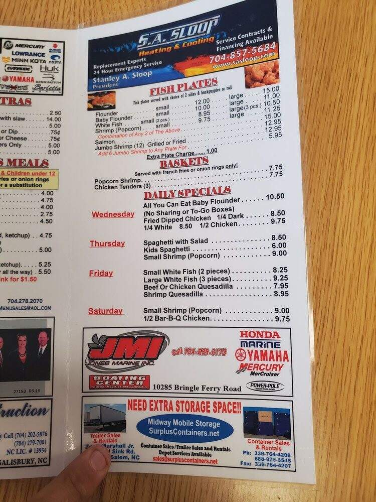 Jimmy's Lakeside Restaurant - Salisbury, NC menu_pic
