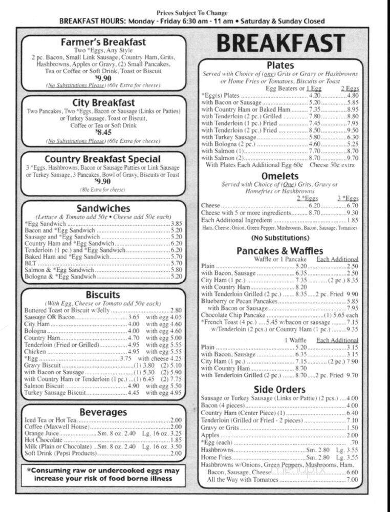 Farmers Table - Reidsville, NC menu_pic