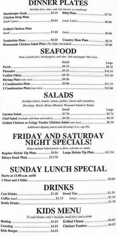 Shirley's Kitchen - Polkville, NC menu_pic