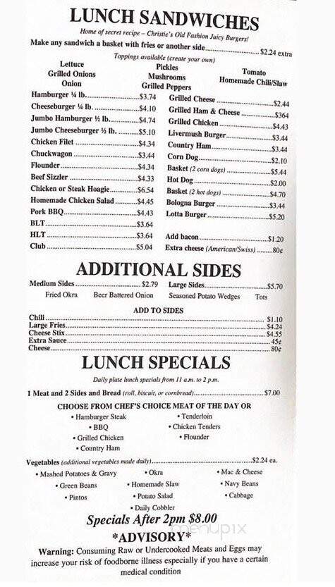 Shirley's Kitchen - Polkville, NC menu_pic
