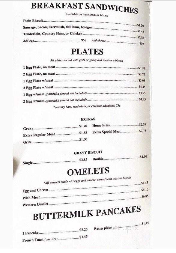 Shirley's Kitchen - Polkville, NC menu_pic