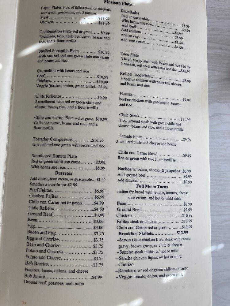 Moongate Cafe - Las Cruces, NM menu_pic