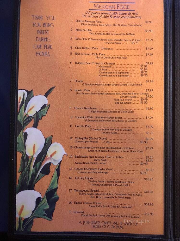 Irma's Restaurant - Deming, NM menu_pic