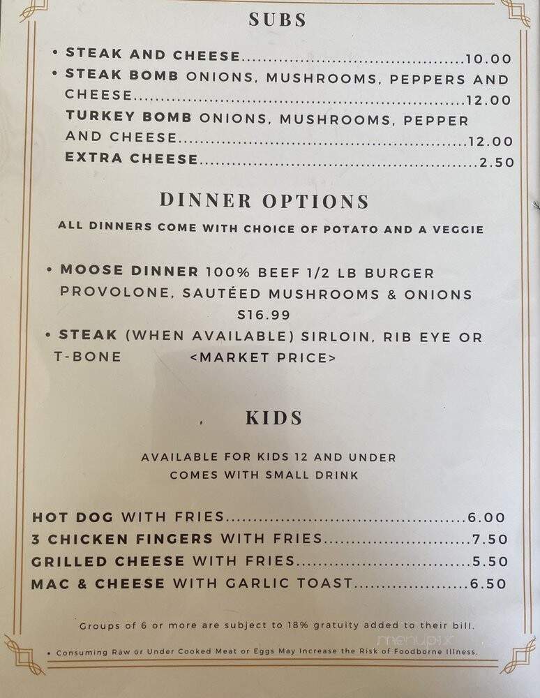 Northern Exposure Restaurant - Errol, NH menu_pic