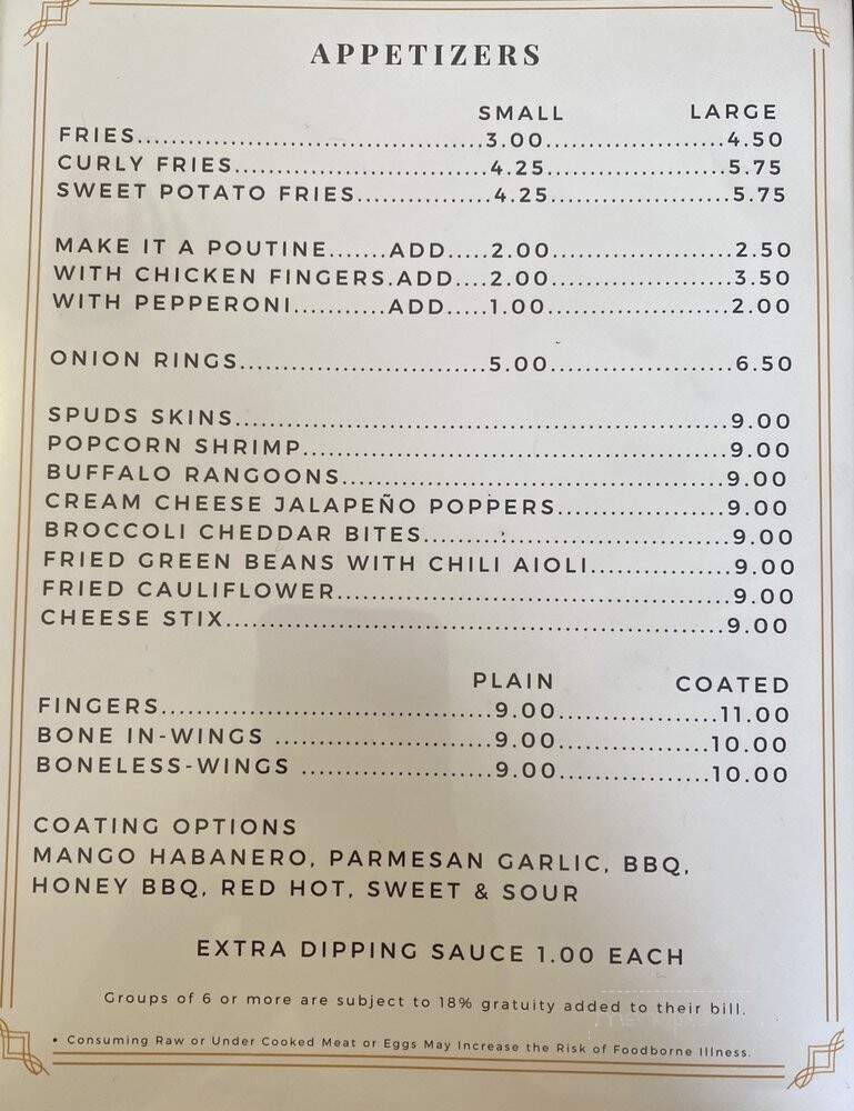 Northern Exposure Restaurant - Errol, NH menu_pic