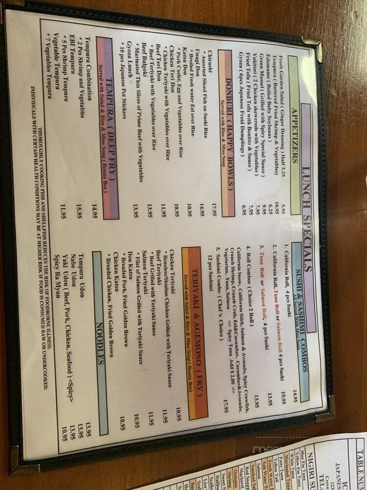 Ichiban Sushi Bar - Creve Coeur, MO menu_pic