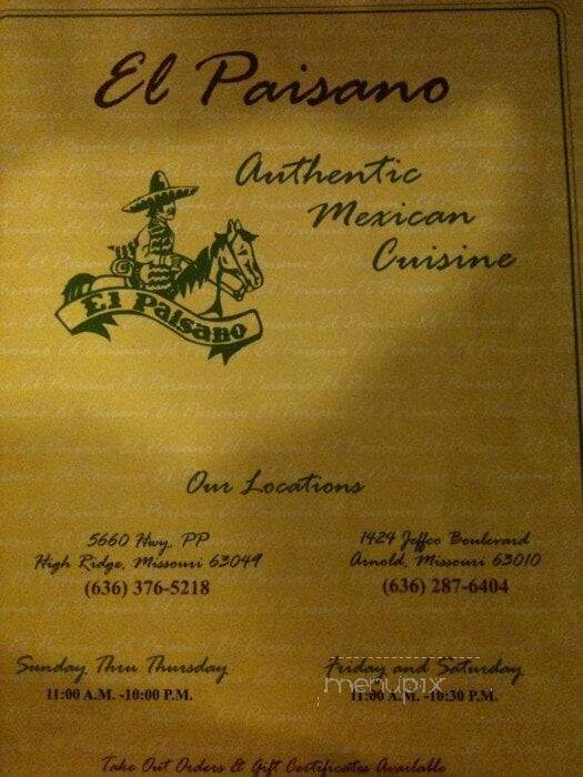 Paisano Mexican Restaurant - Arnold, MO menu_pic