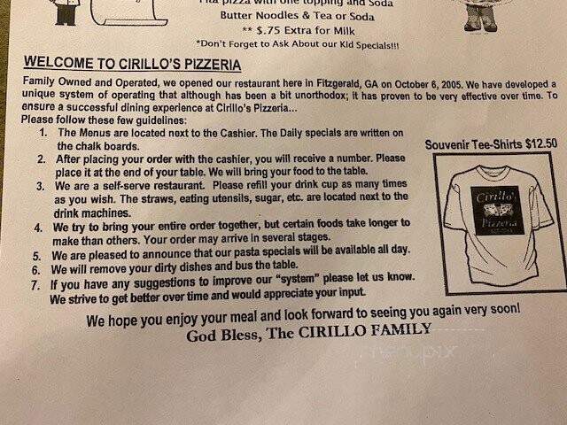 Cirilos Pizzeria - Fitzgerald, GA menu_pic