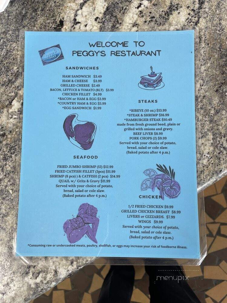 Peggy's Restaurant - Wrens, GA menu_pic