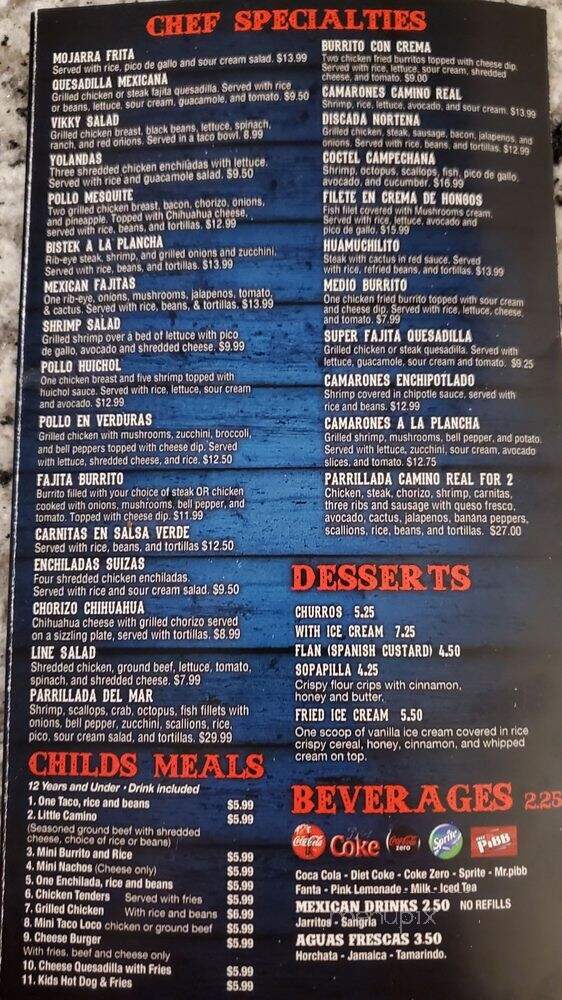 El Camino Mexican Restaurant - Winder, GA menu_pic