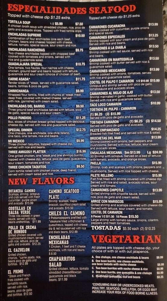 El Camino Mexican Restaurant - Winder, GA menu_pic