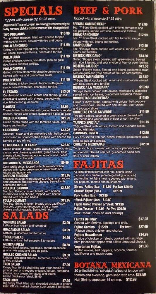 El Camino Mexican Restaurant - Winder, GA menu_pic