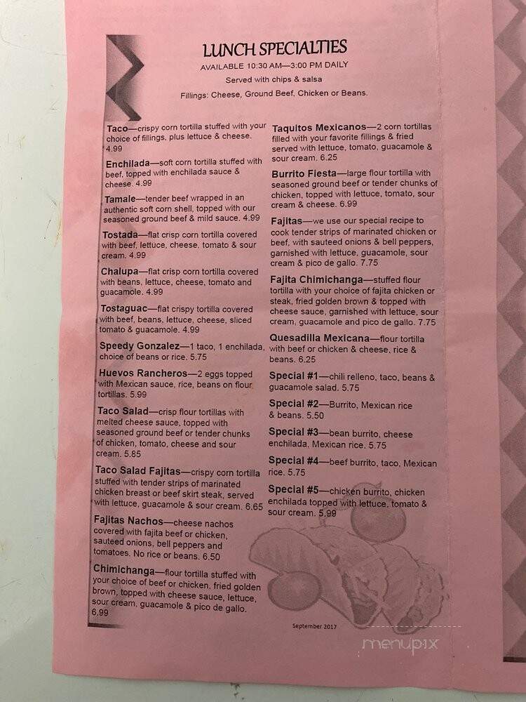 Fiesta Mexico Restaurant - Columbia, KY menu_pic