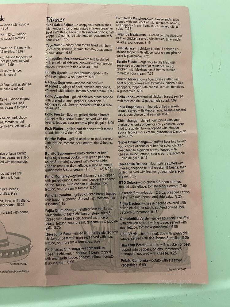 Fiesta Mexico Restaurant - Columbia, KY menu_pic