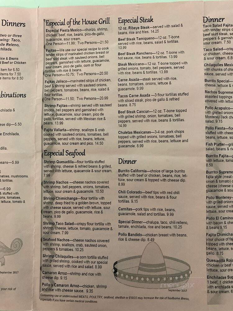 Fiesta Mexico Restaurant - Columbia, KY menu_pic