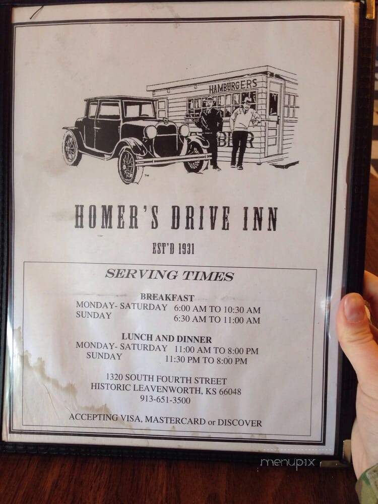 Homer's Drive In - Leavenworth, KS menu_pic
