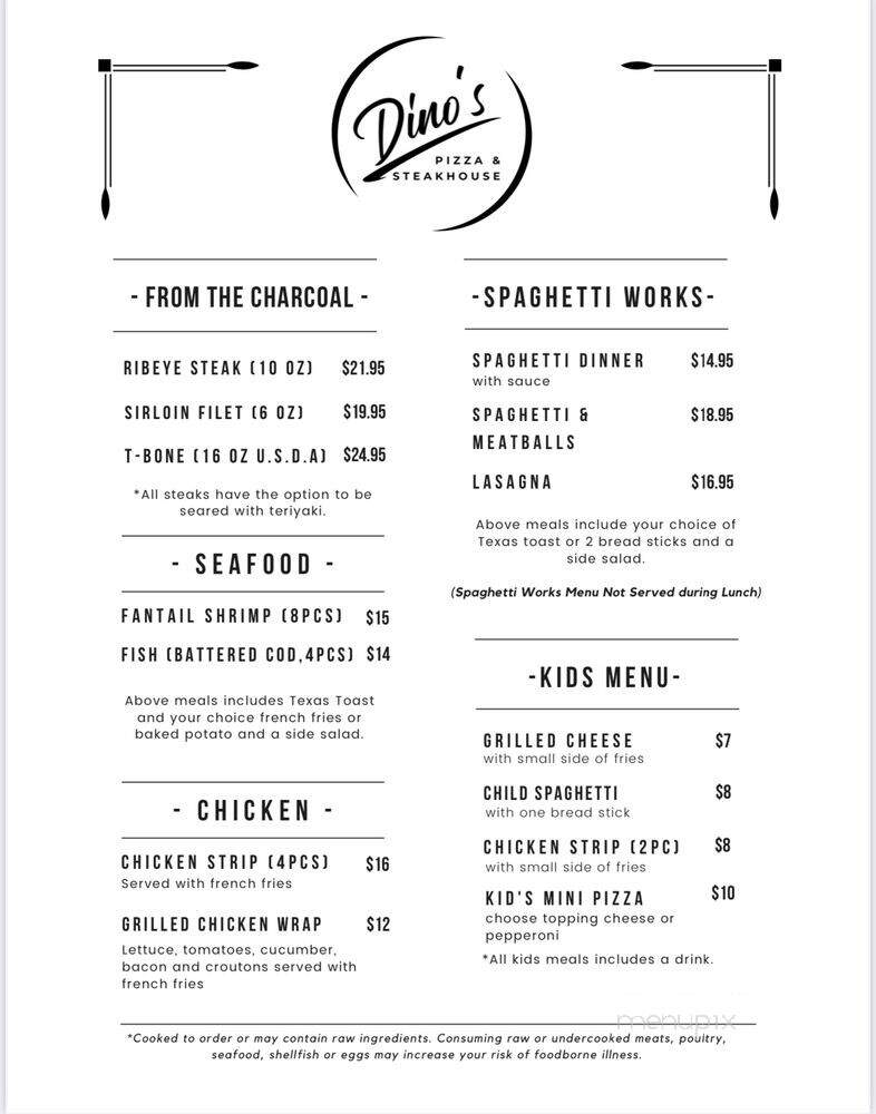Dino's Pizza & Steakhouse - Washington, IA menu_pic