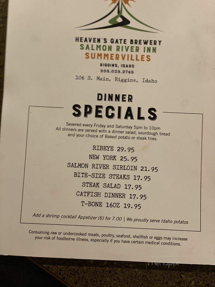 Summerville's American Bar - Riggins, ID menu_pic