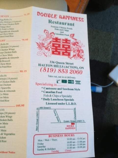Double Happiness Restaurant - Halton Hills, ON menu_pic