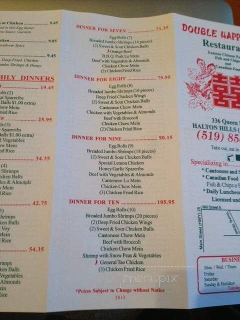 Double Happiness Restaurant - Halton Hills, ON menu_pic