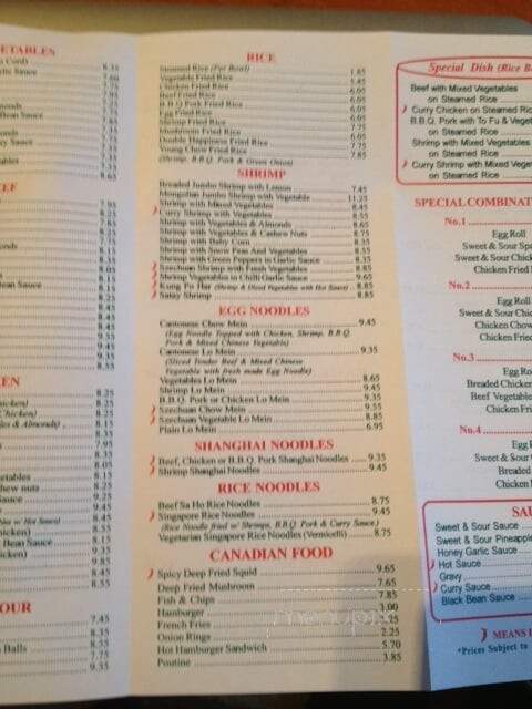 Double Happiness Restaurant - Halton Hills, ON menu_pic