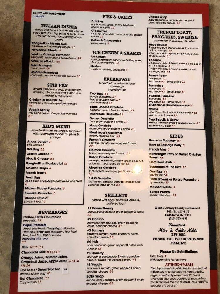 Hill's Family Bistro - Caledonia, ON menu_pic