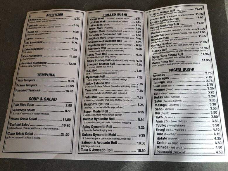 Nobu Japanese Sushi - North Vancouver District, BC menu_pic