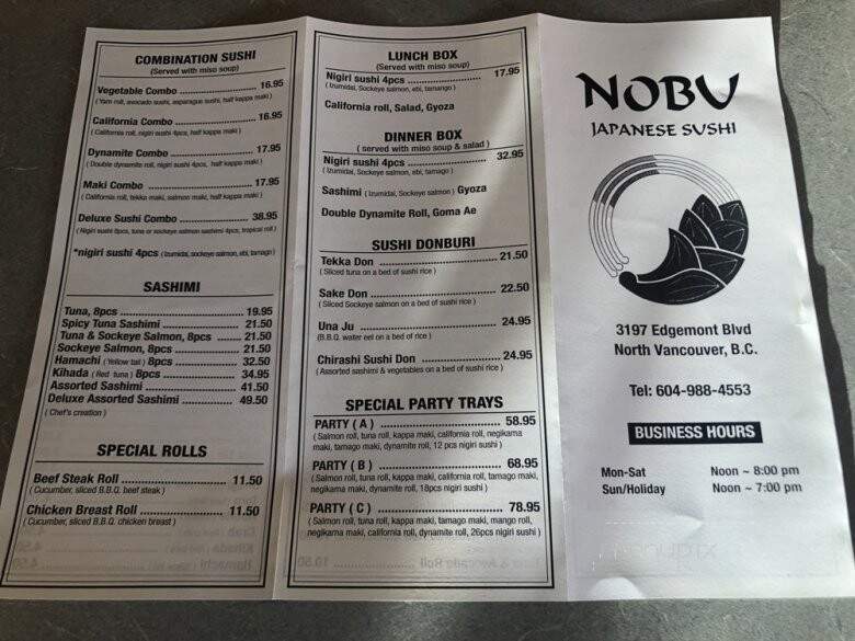 Nobu Japanese Sushi - North Vancouver District, BC menu_pic