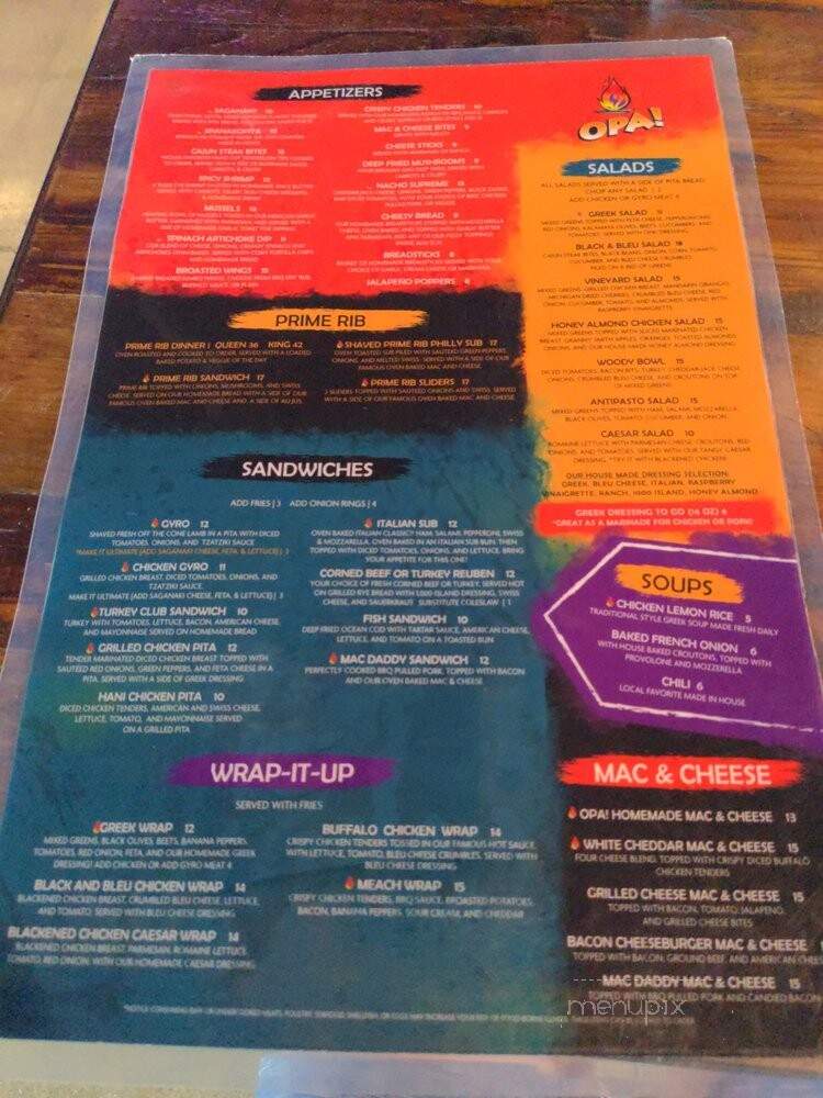 Opa Food & Spirits - Lake Orion, MI menu_pic