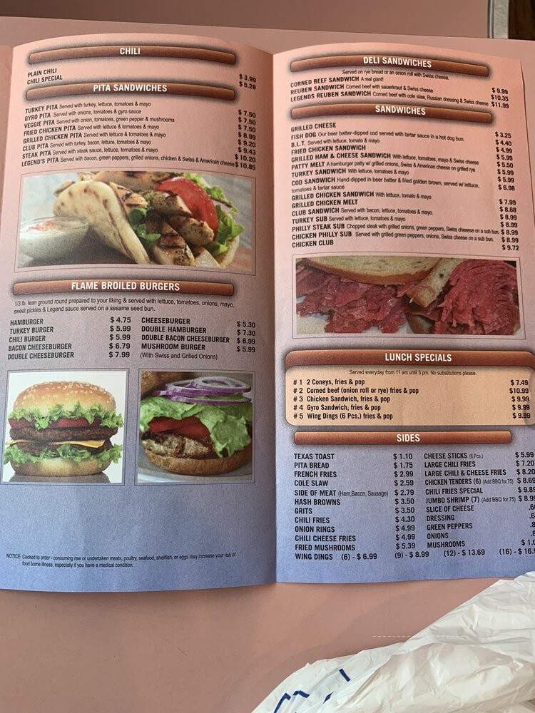 Legend's Coney Island West - Detroit, MI menu_pic
