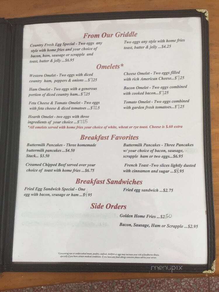 Hearth Restaurant - Odessa, DE menu_pic