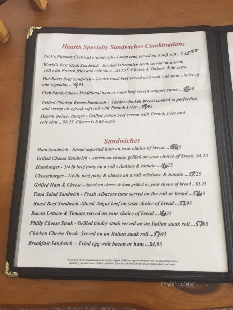 Hearth Restaurant - Odessa, DE menu_pic