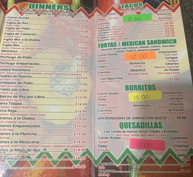 Taqueria El Mariachi - Stuart, FL menu_pic