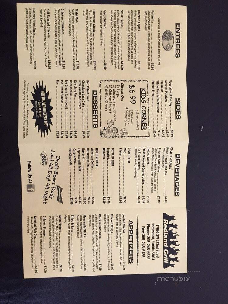 Redland Grill - Homestead, FL menu_pic