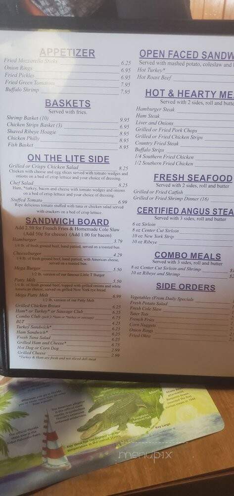 Mary's Little T Restaurant - Chiefland, FL menu_pic