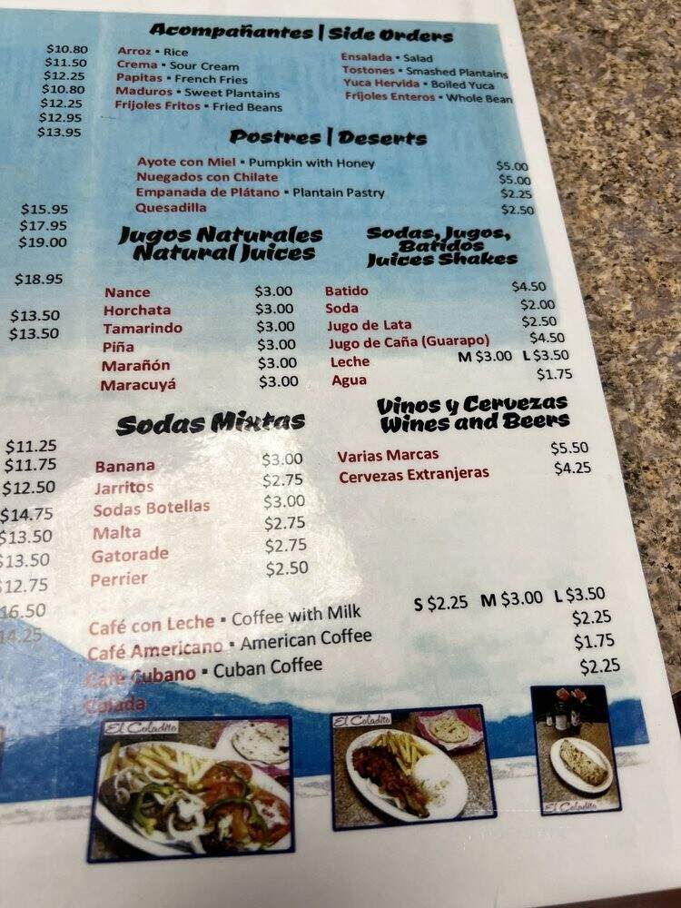 El Coladito Cafeteria - Miami, FL menu_pic