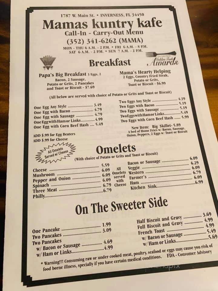 Bob' Town House Restaurant - Inverness, FL menu_pic