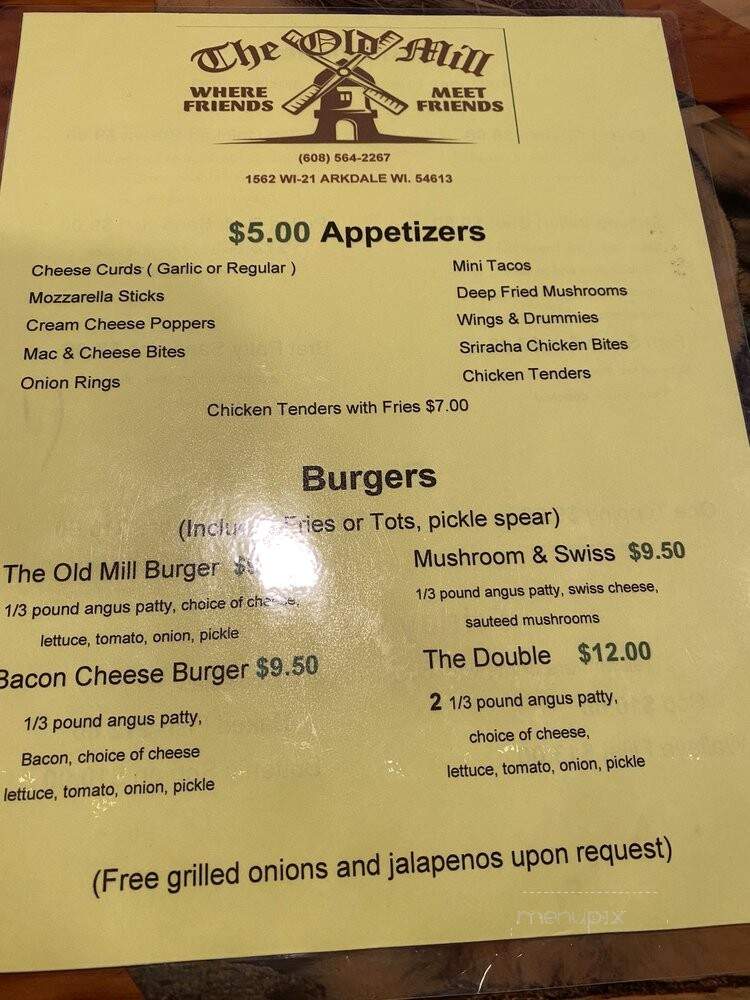 Bomkamp's Old Mill - Arkdale, WI menu_pic