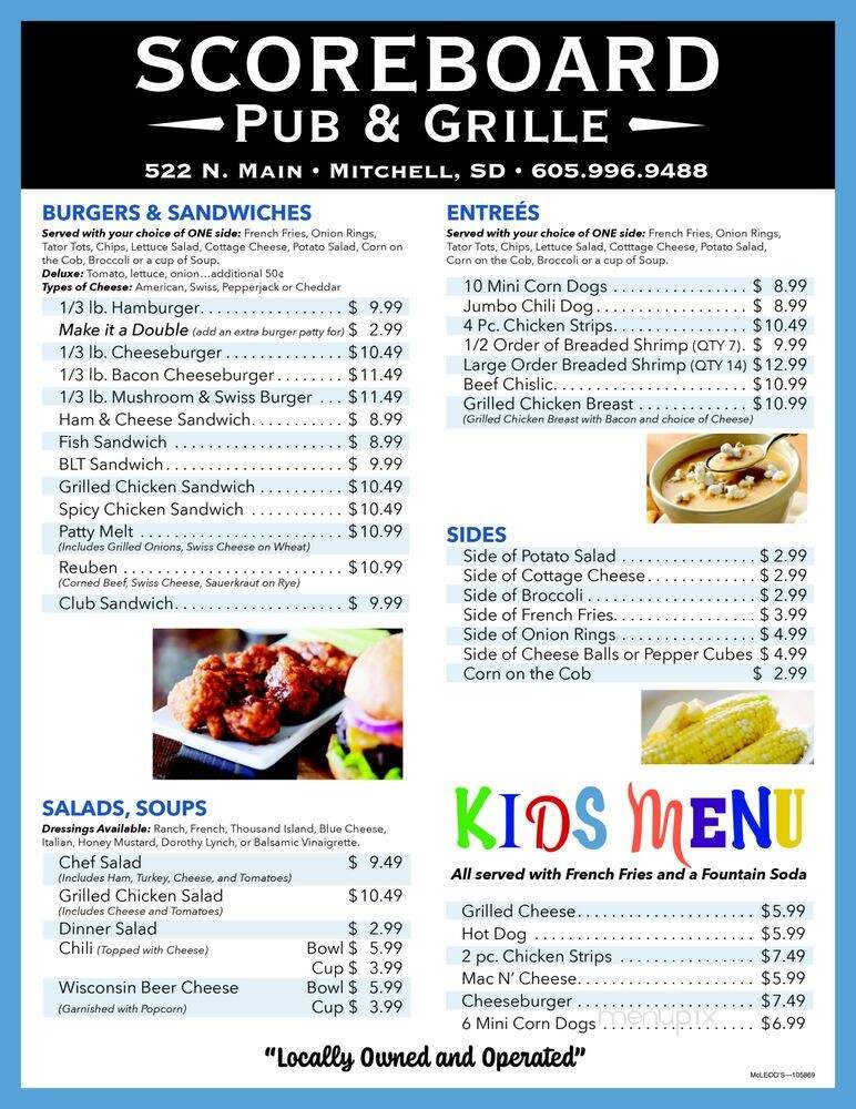 Score Board Pub & Grill - Mitchell, SD menu_pic