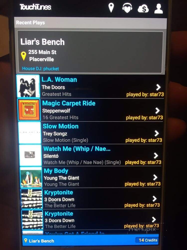 Liars' Bench - Placerville, CA menu_pic
