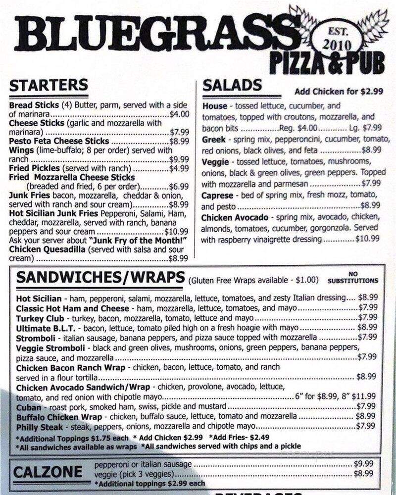 Bluegrass Pizza and Pub - Danville, KY menu_pic